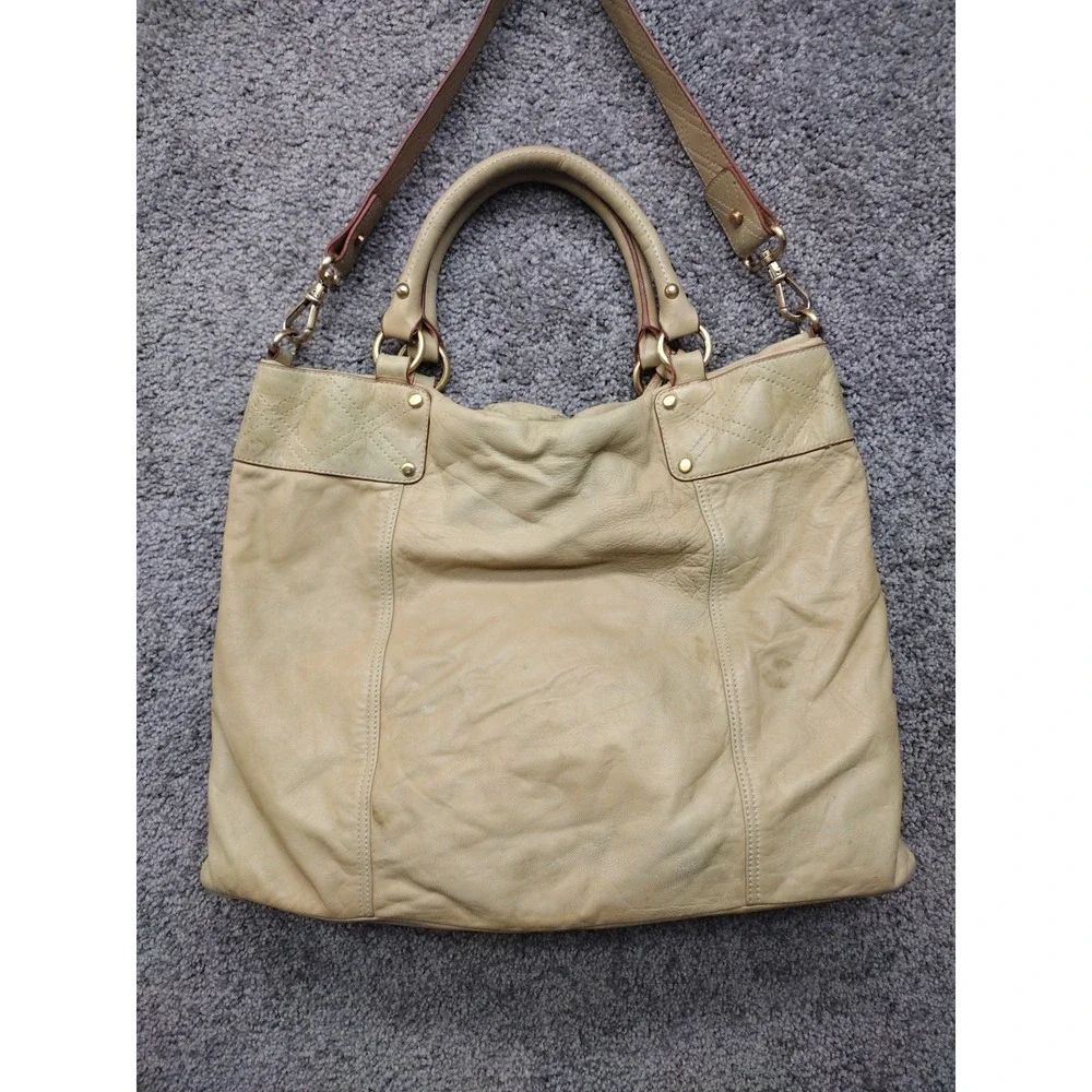 Liz Claiborne Vintage Supple Tan LAMB Leather Hobo Bag double Straps Hang Charm